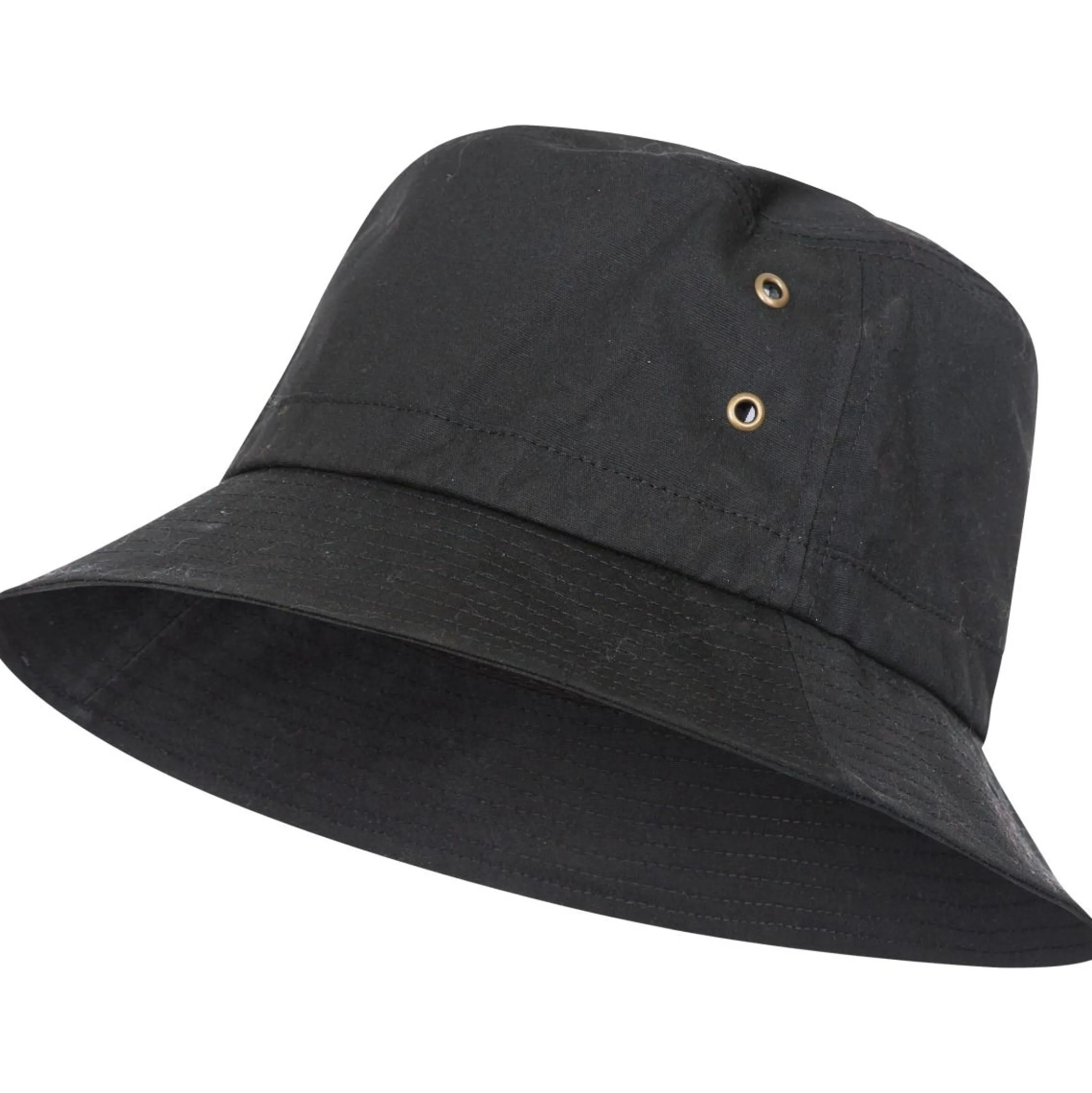 Trespass Adults Bucket Hat Black Inner Check Detail Waxy