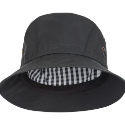 Trespass Adults Bucket Hat Black Inner Check Detail Waxy