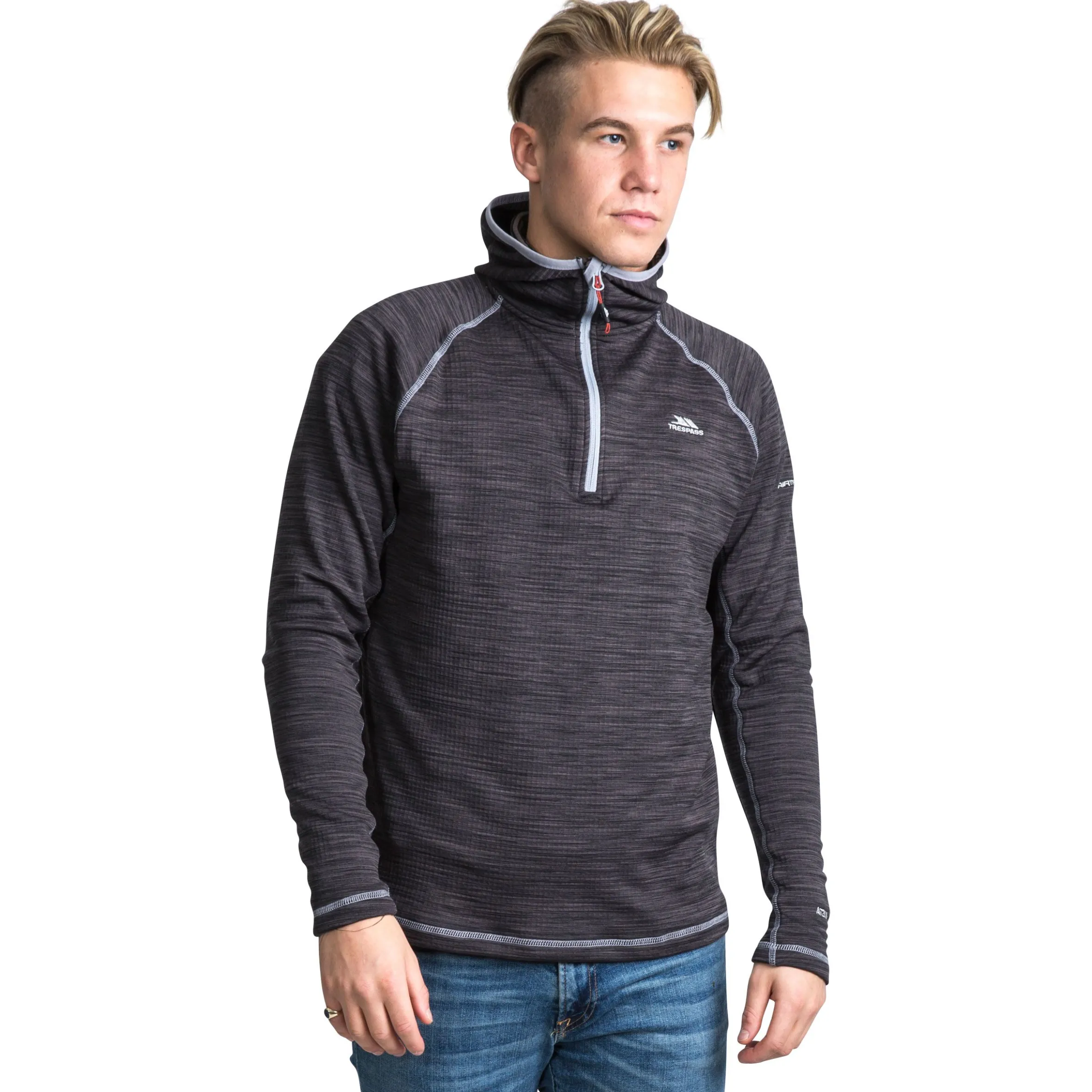 Trespass Men's 1/2 Zip Hooded Fleece Shale