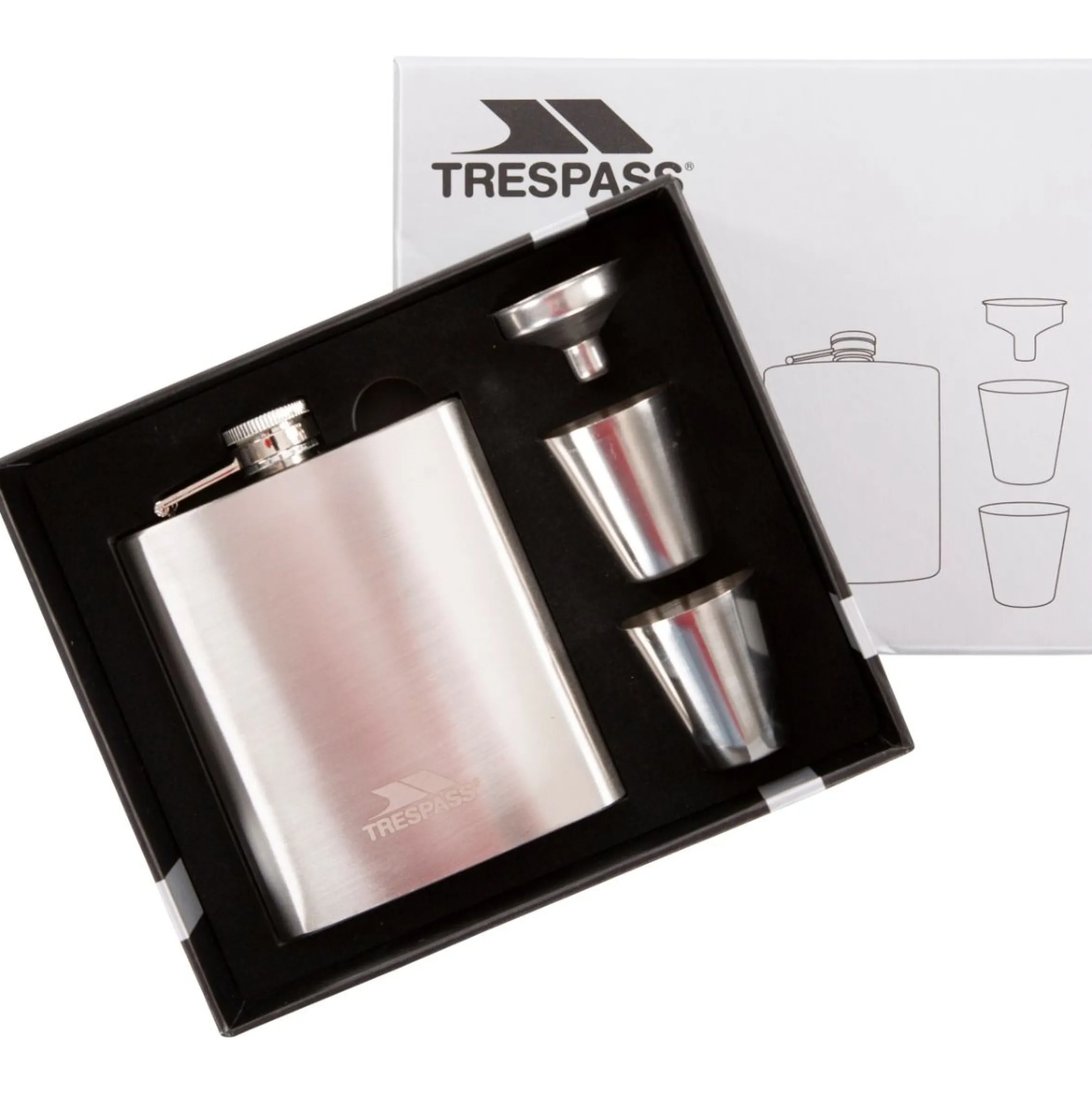 Trespass Steel Hip Flask Set Stainless