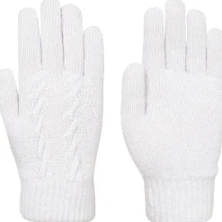 Trespass Womens Knitted Gloves Rib Cuff White Ottile