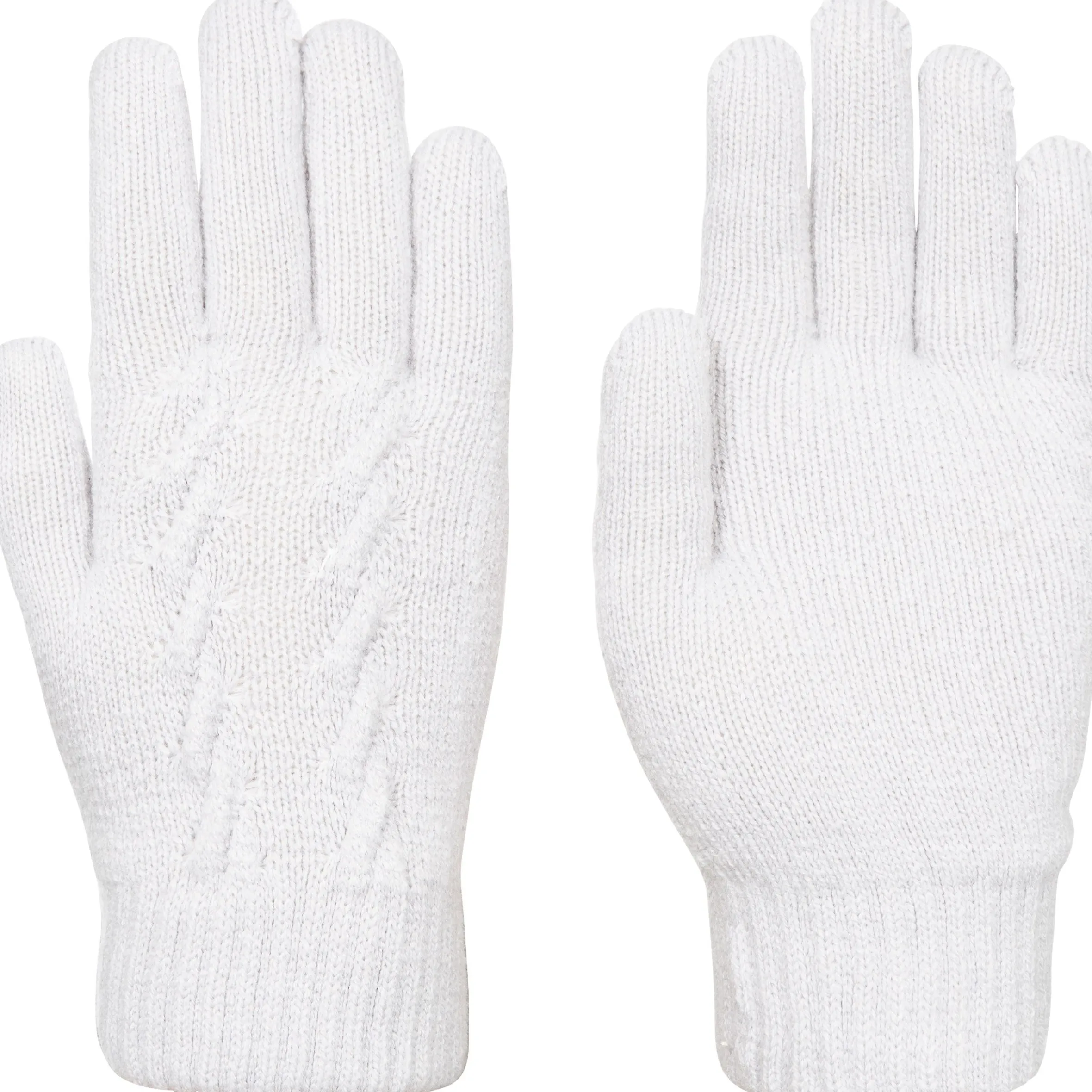 Trespass Womens Knitted Gloves Rib Cuff White Ottile