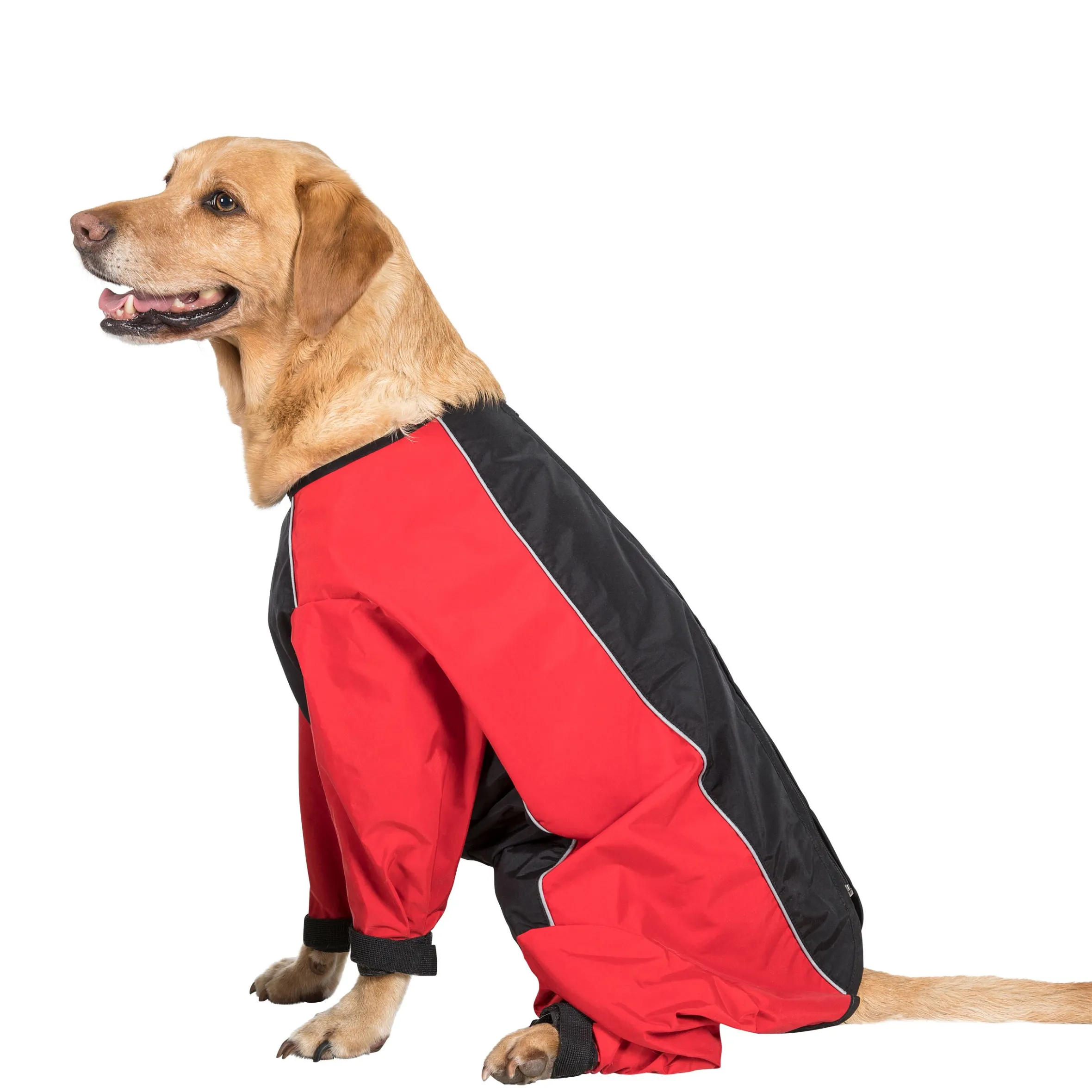 Trespaws Large Windproof Dog Coat with Leg Covers in Red Tia