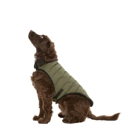 Trespaws Medium Eco Friendly Dog Puffer Jacket in Khaki Lloyd