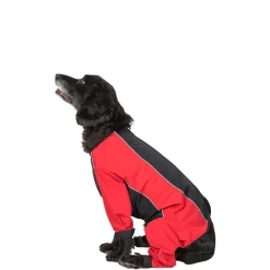 Trespaws Medium Waterproof Dog Coat With Legs Tia in Black/Red