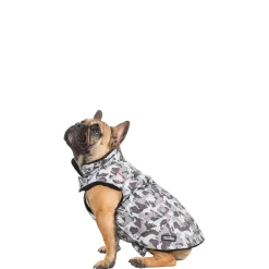 Trespaws Small Camo Dog Printed Raincoat in Grey Charly