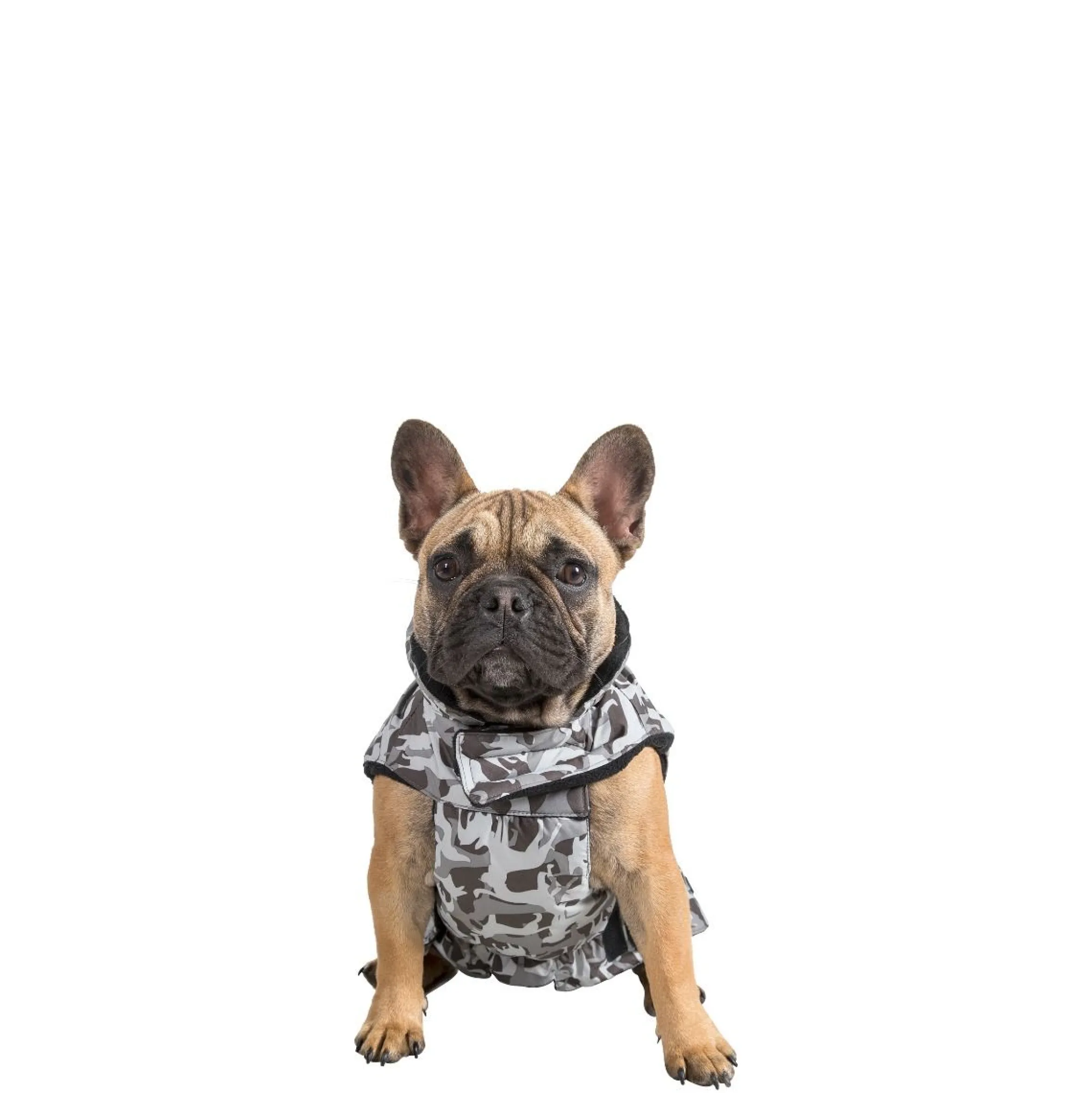 Trespaws Small Camo Dog Printed Raincoat in Grey Charly