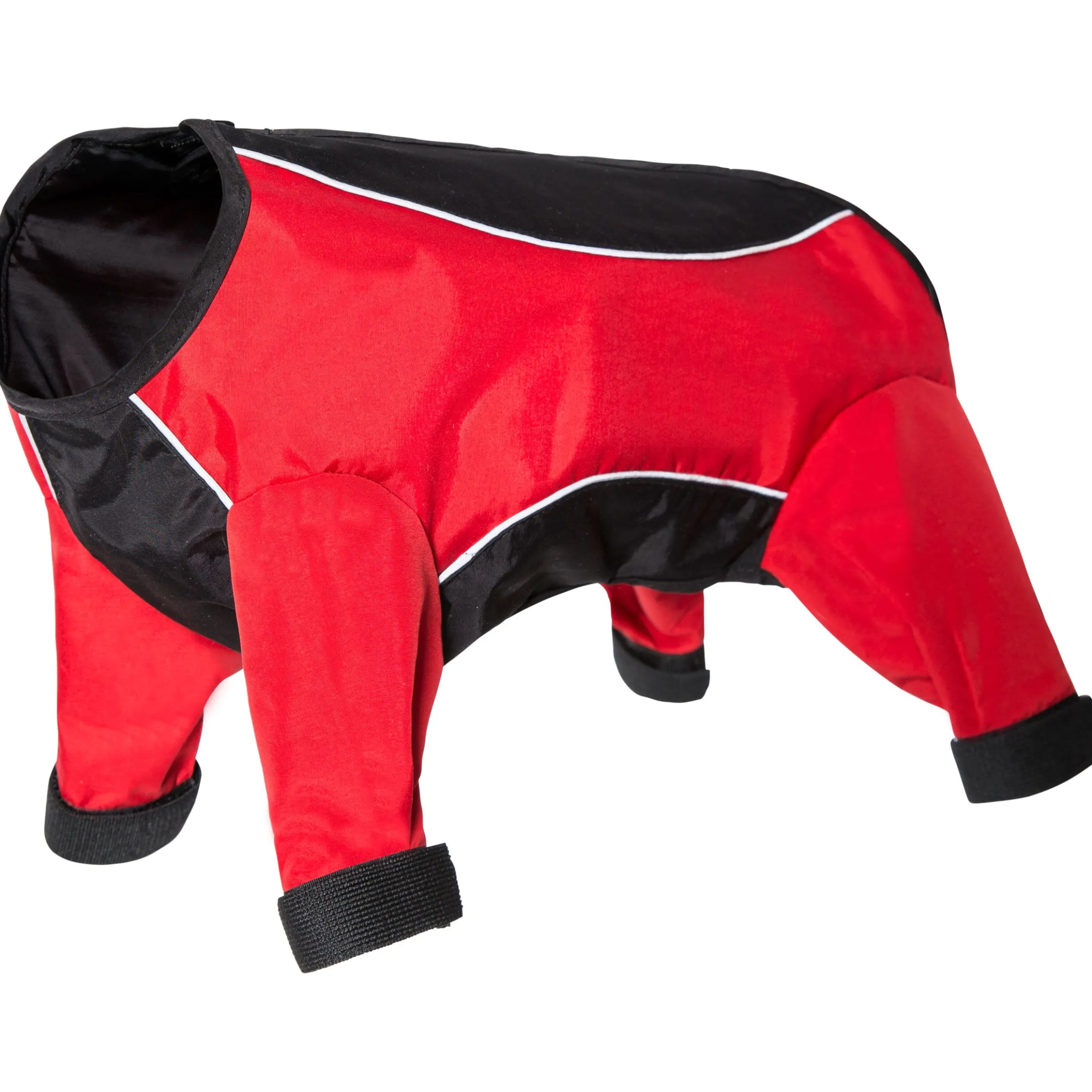 Trespaws Small Windproof Dog Coat with Leg Covers in Red Tia