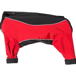 Trespaws XS Waterproof Dog Coat with legs Tia in Black/Red